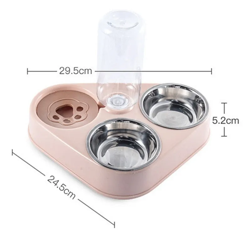 2-in-1 & 3-In-1 Pet Feeders with 500ML Automatic Water Dispenser
