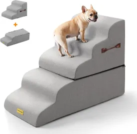 3 in 1 30D High Density Foam Stable Dog Stairs for High Bed, 22.8H 5 (2 3) Steps Pet Ramp, Non-Slip Pet Steps with Handle for Dachshund,Small, Surgery Dog, Senior Cat