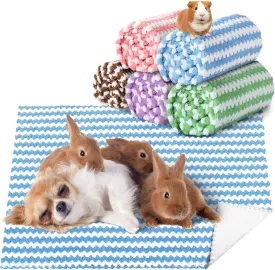 5 Pcs Waterproof Guinea Pig Fleece Bedding Blankets Absorbent Guinea Pig Cage Liner Washable Small Animal Pee Pad Reusable Pet Blanket Wash Cloth Bedding Mat Pad (Multi Colors,18 x 24 Inch)