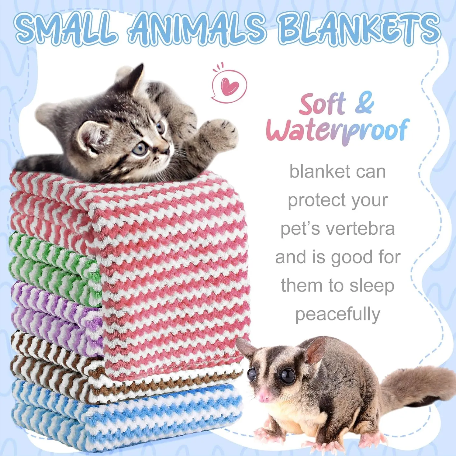 5 Pcs Waterproof Guinea Pig Fleece Bedding Blankets Absorbent Guinea Pig Cage Liner Washable Small Animal Pee Pad Reusable Pet Blanket Wash Cloth Bedding Mat Pad (Multi Colors,18 x 24 Inch)