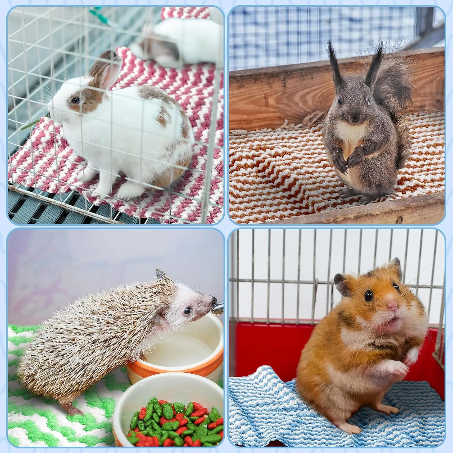 5 Pcs Waterproof Guinea Pig Fleece Bedding Blankets Absorbent Guinea Pig Cage Liner Washable Small Animal Pee Pad Reusable Pet Blanket Wash Cloth Bedding Mat Pad (Multi Colors,18 x 24 Inch)