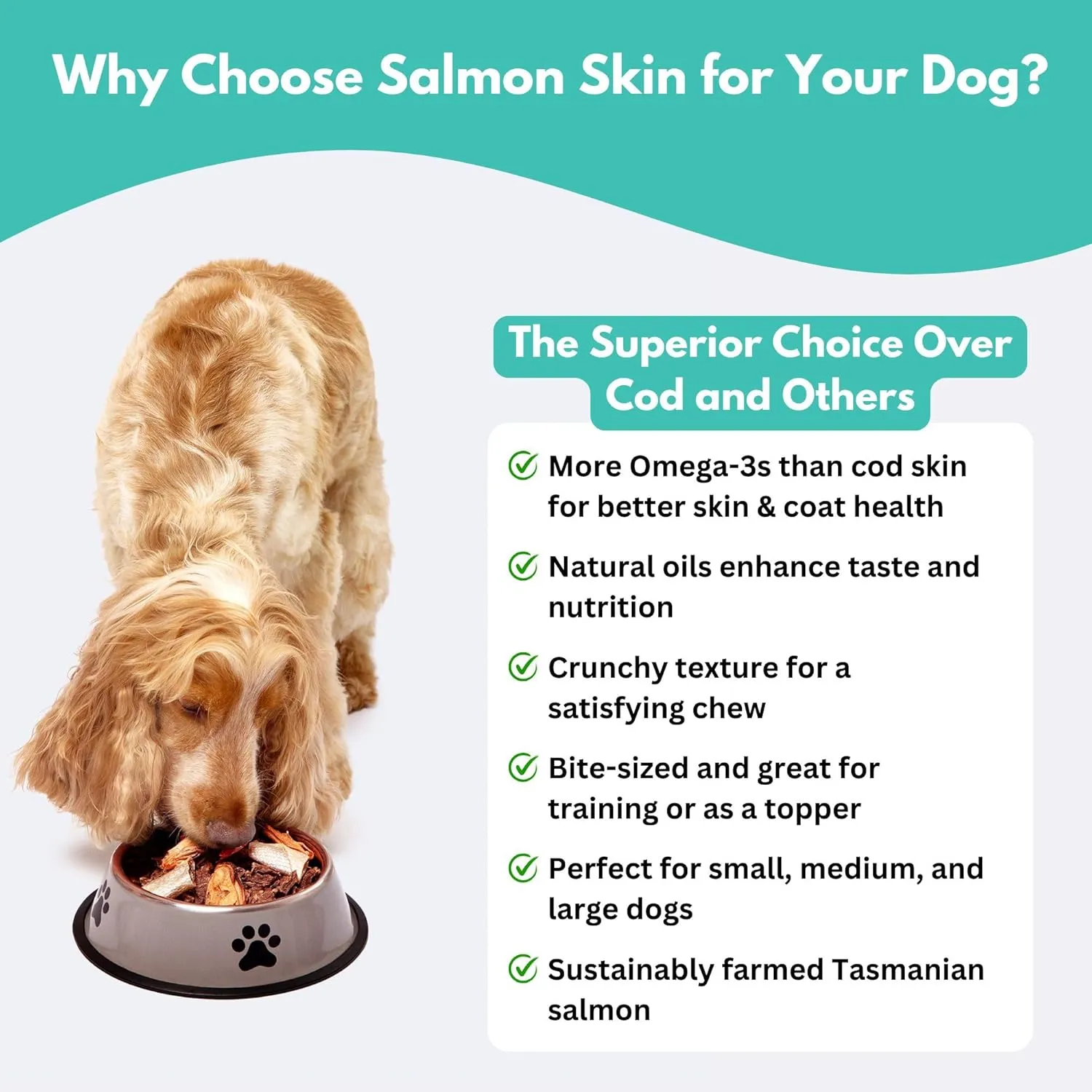 ALFIE'S TREATOS Fish Skin Dog Treats - Salmon Skin Treats for Dogs, Natural High-Protein and Crunchy, More Omega-3 Than Cod Fish Skins, Perfect for Training and Food Topping (2.65 Oz)