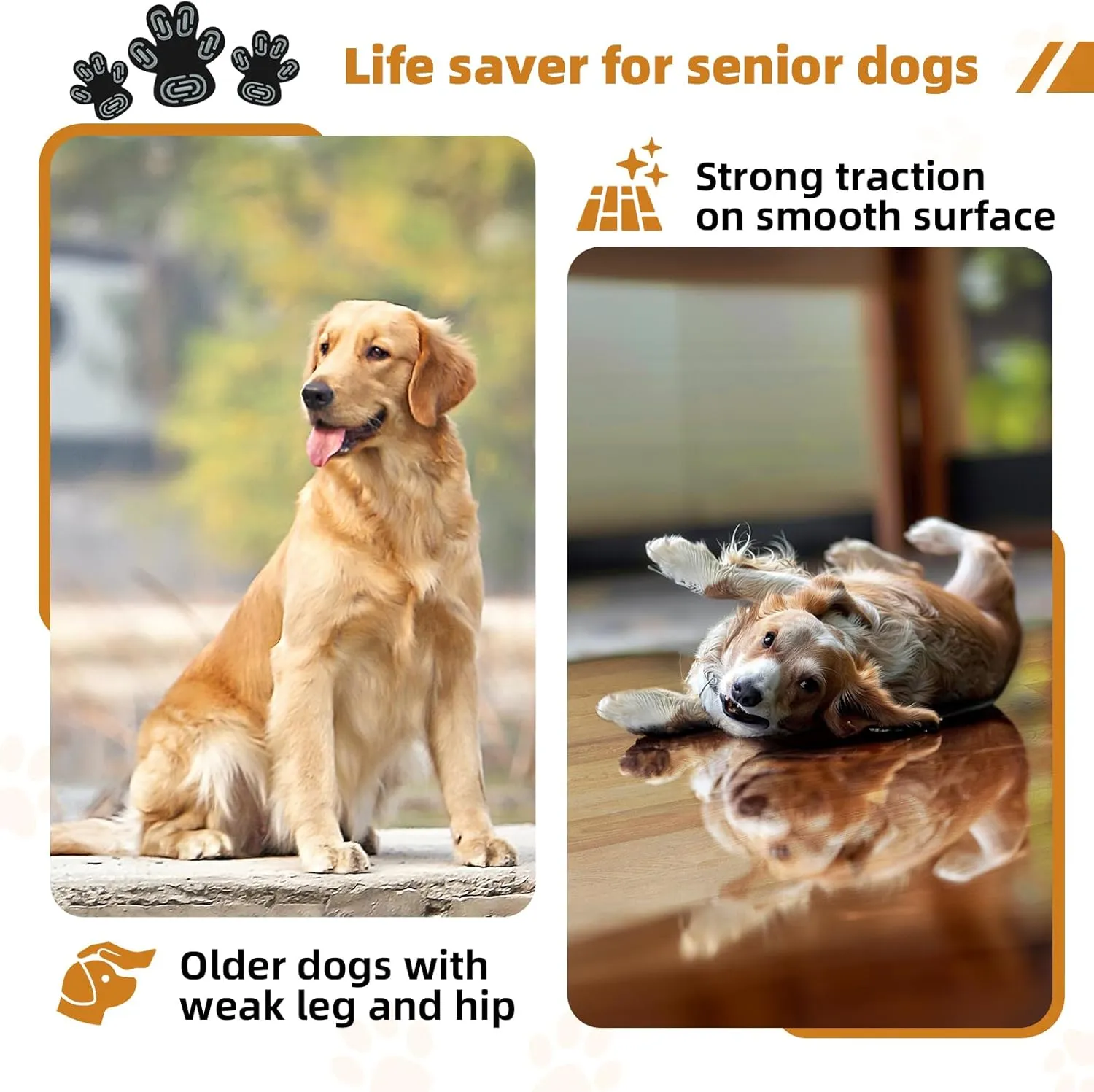 Anti-Slip Dog Paw Protector Pads for Senior Dogs, Dog Paw Adhesive Pads on Hardwood Floor,Senior Pets Essentials with Strong Traction,Puppy Grippers,12 Sets 48 pc XL