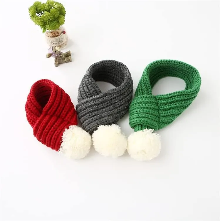 AOPET Grey Christmas Knitted Dog Scarf Winter Dog Neck Warmer Costume Xmas Holiday Pet Bandana Cat Puppy Scarf Accessories Pet Costume Accessories Decoration Christmas Classic Pets Scarf