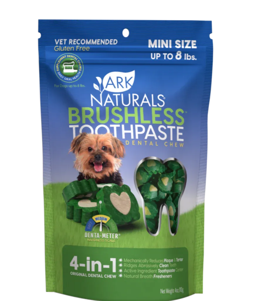 Ark Naturals Brushless Toothpaste Dog Chew, Mini (up to 8lbs)