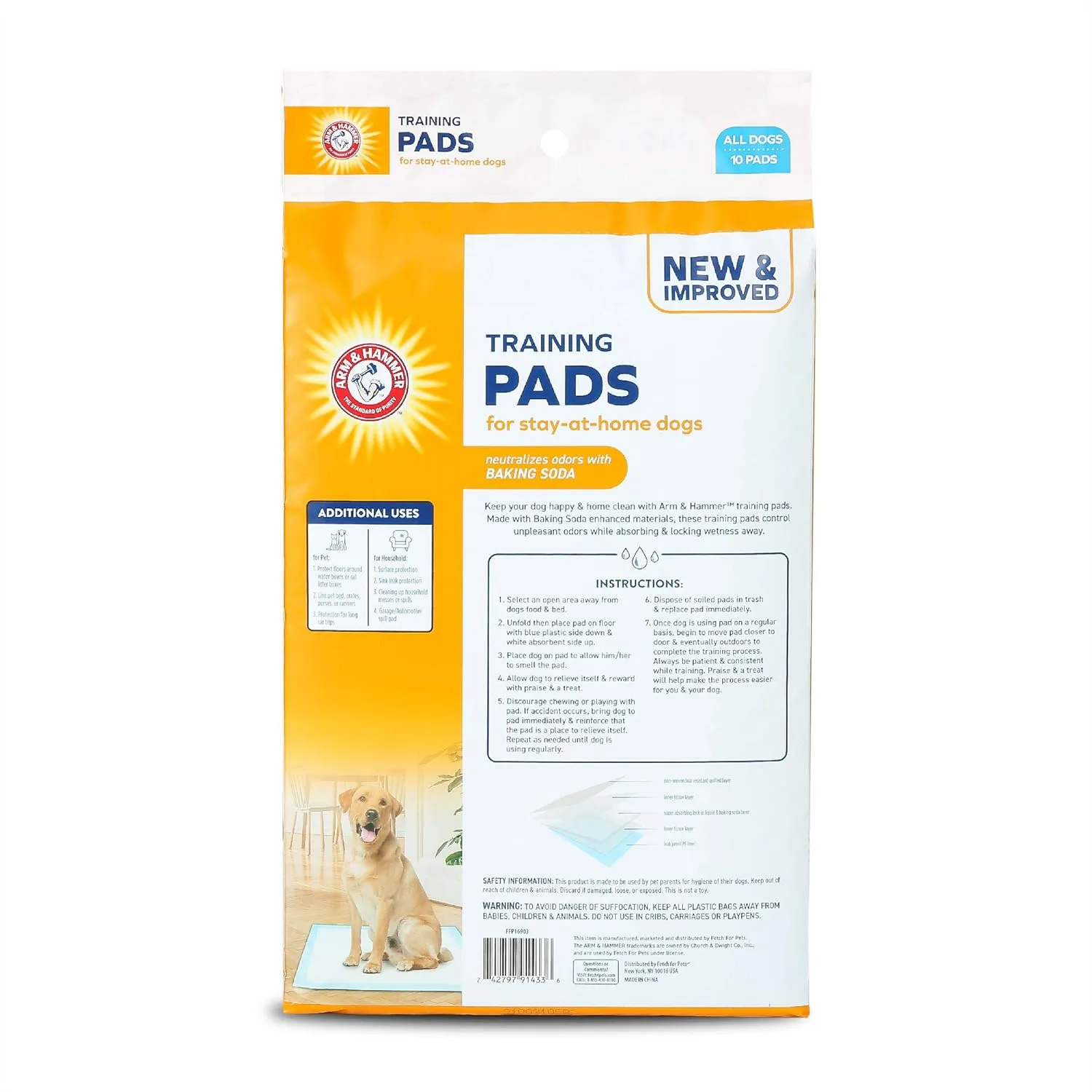 Arm & Hammer for Dogs Puppy Training Pads with Attractant | New & Improved Super Absorbent, Leak-Proof, Odor Control Quilted Puppy Pads with Baking Soda | 10 Count - 24 Pack Bulk Wee Wee Pads,White