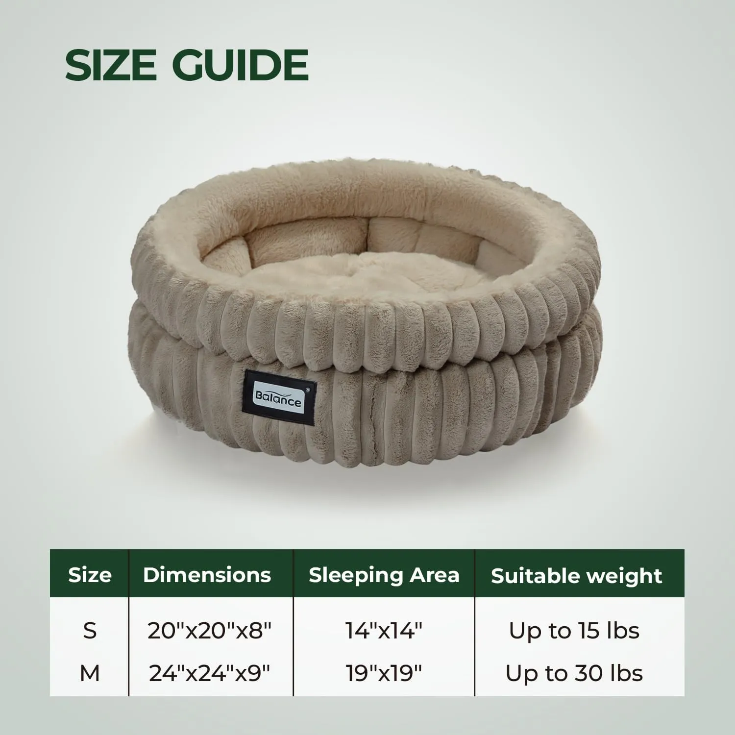 BALANCE Cat Bed Kitten Bed, Washable Round Cat Beds for Indoor Cats,Super Soft Plush Faux Fur Pet Bed for Puppy and Kitten with Anti-Slip Bottom
