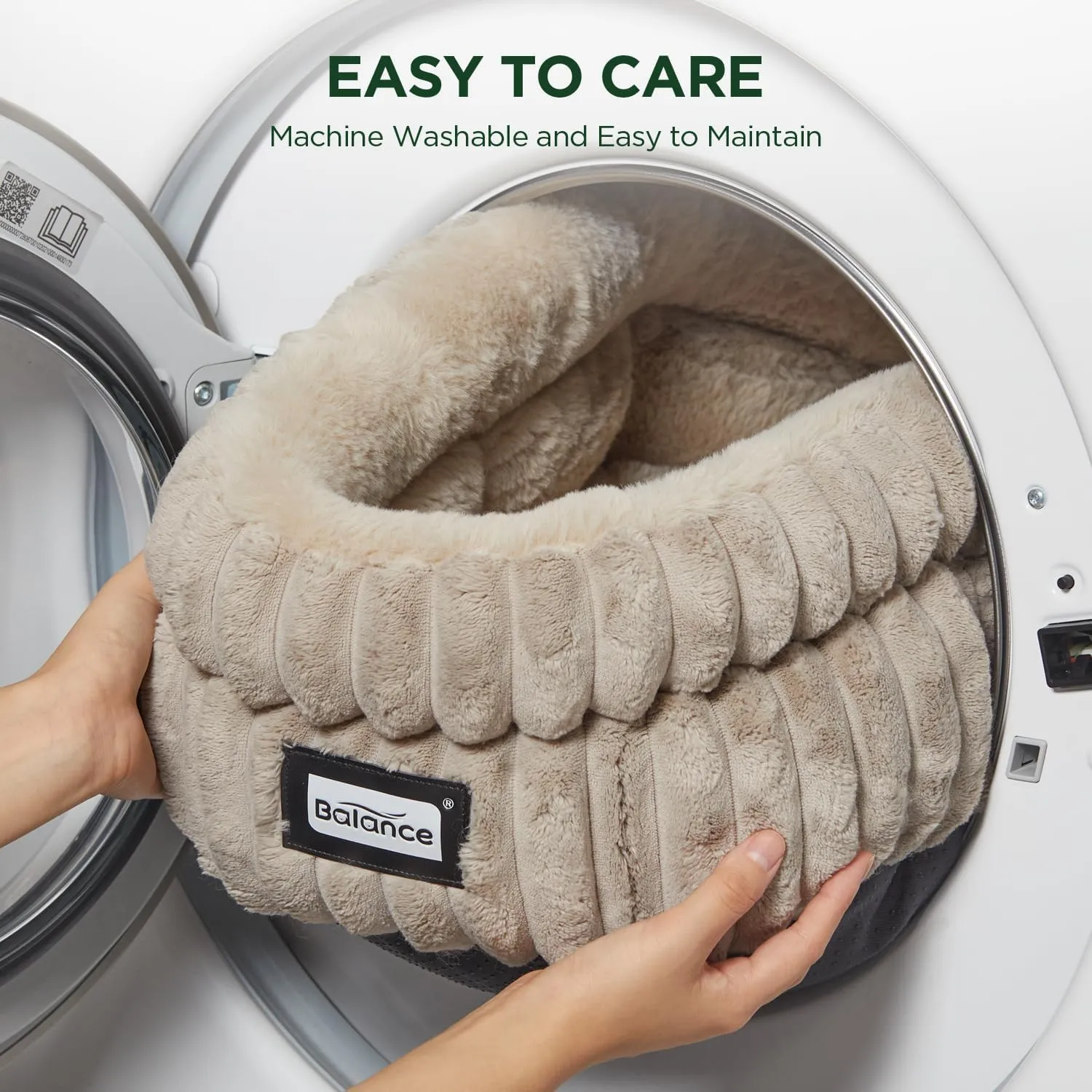 BALANCE Cat Bed Kitten Bed, Washable Round Cat Beds for Indoor Cats,Super Soft Plush Faux Fur Pet Bed for Puppy and Kitten with Anti-Slip Bottom