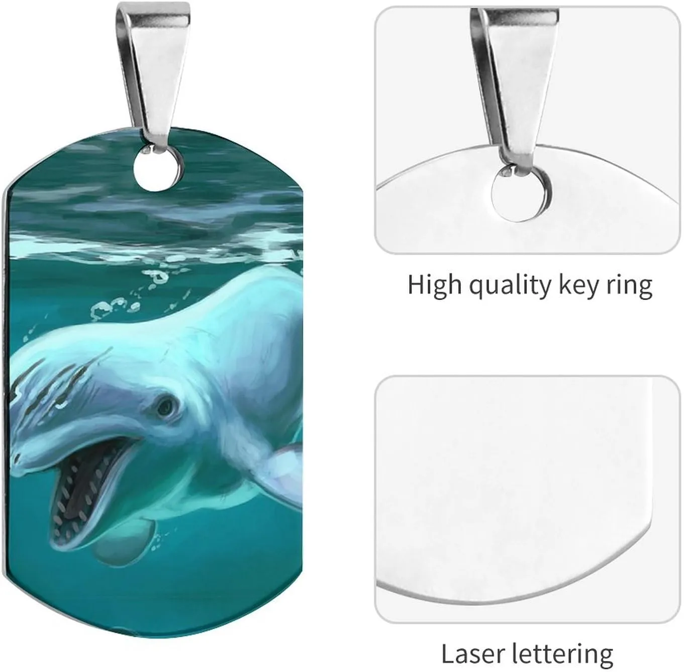Beluga Whale Stainless Steel Pet ID Tags Personalized Dog and Cat Tags Cute Collar Tags Dog Tags
