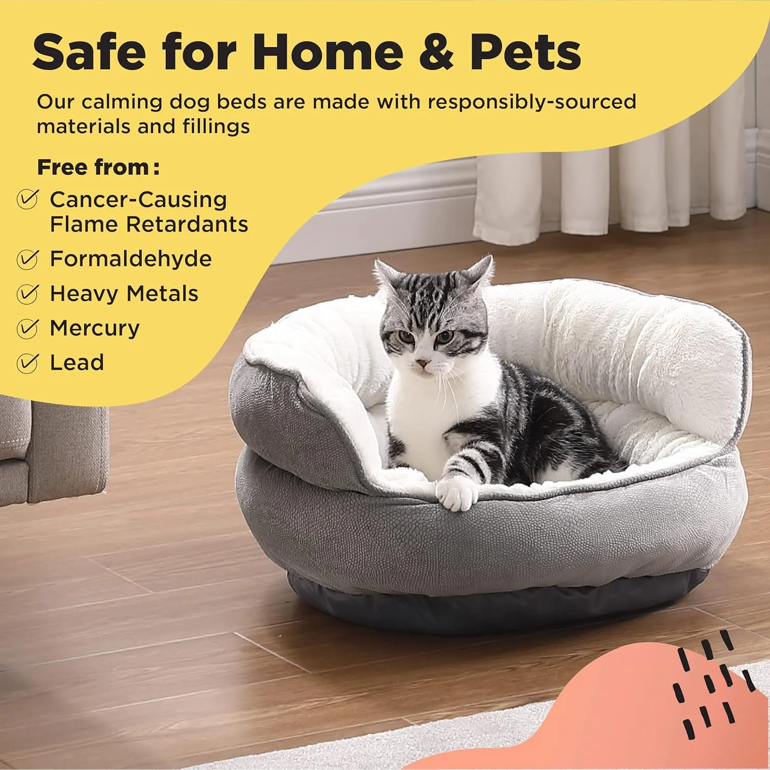 Best Friends by Sheri Pet Throne High Bolster Orthopedic Relief Cat and Dog Bed, Gray, Mini