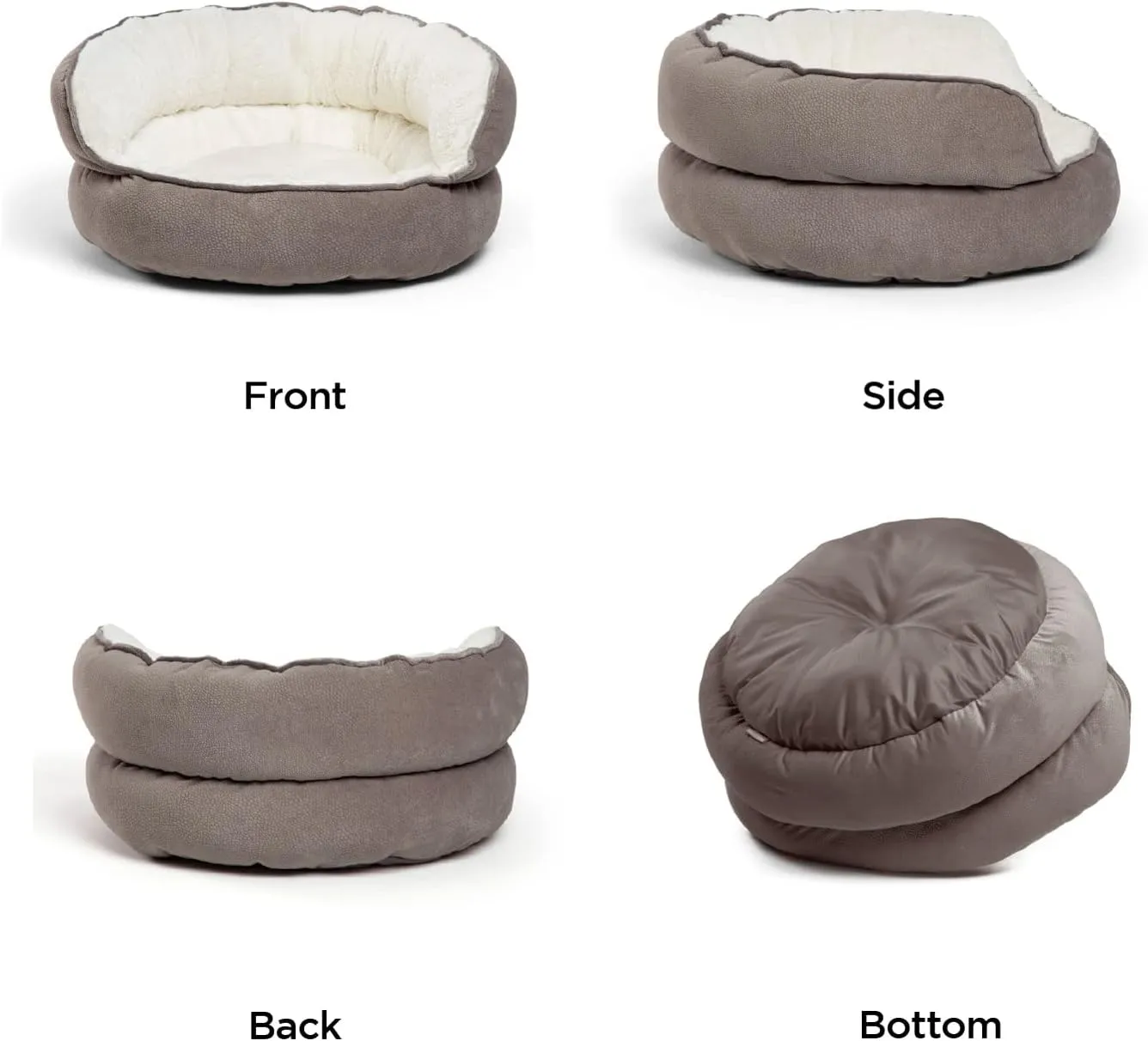 Best Friends by Sheri Pet Throne High Bolster Orthopedic Relief Cat and Dog Bed, Gray, Mini