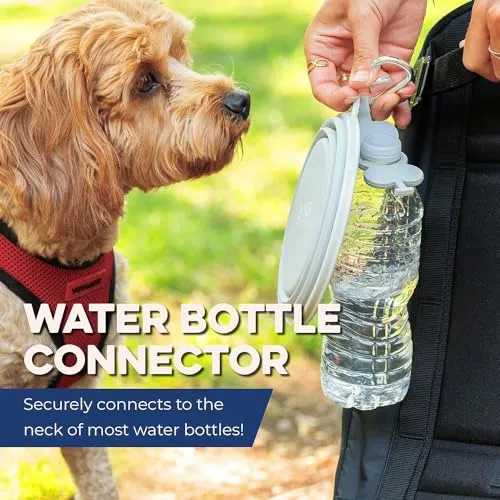 Bonza by Leashboss Small Collapsible Dog Bowl, Sturdy Reinforced Rim, includes Carabiner & Water Bottle Holder Keychain, Black