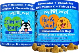Calming Chews for Dogs   Glucosamine for Dogs Hip and Joint Supplement, Vet Developed, Made in The USA, Natural Ingredients
