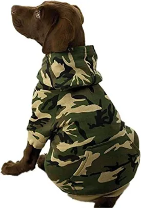 Camo Hoodie for Dogs, 9" Small, Green