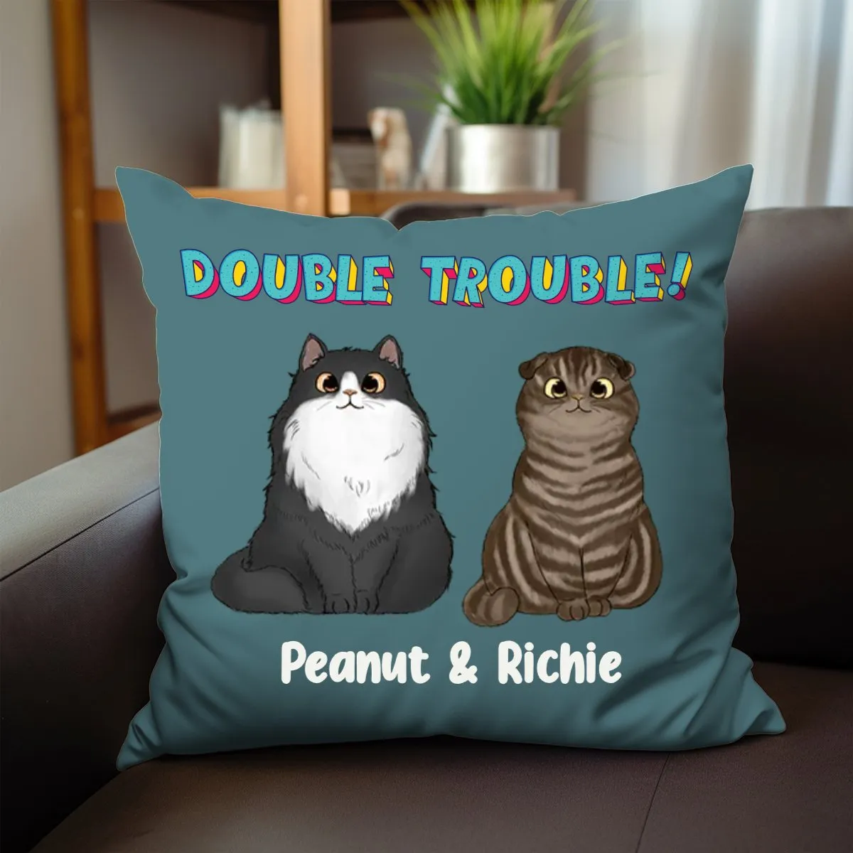 Cat Lovers - Double Trouble - Personalized Pillow