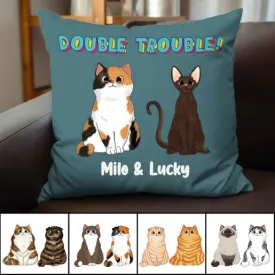 Cat Lovers - Double Trouble - Personalized Pillow