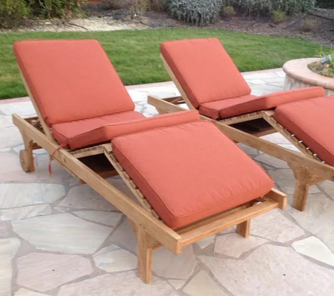 Classic Teak Chaise Lounge Cushion 4 Section