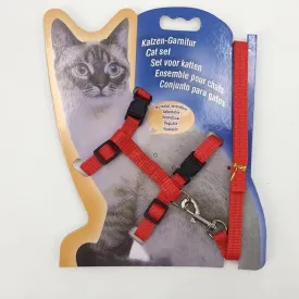 Comfortable Cat Harness & Leash Set  Perfect for Walks & Adventures Adjustable Size (Red)