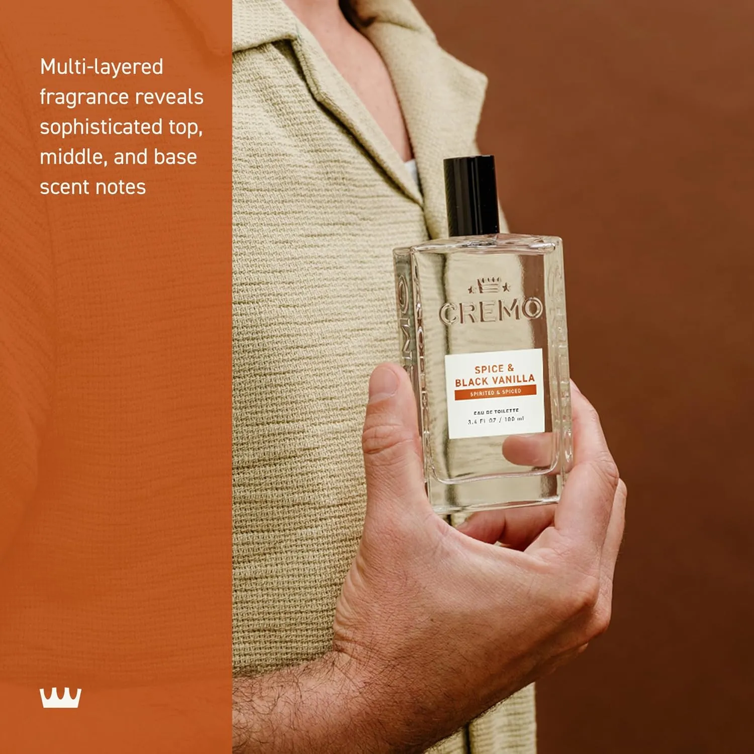 Cremo Cologne for Men - Spice & Black Vanilla Mens Cologne Spray - An Explosion of Vibrant Spices, Dark Woods and Black Vanilla, Fragrances For Men, 3.4 Fl Oz