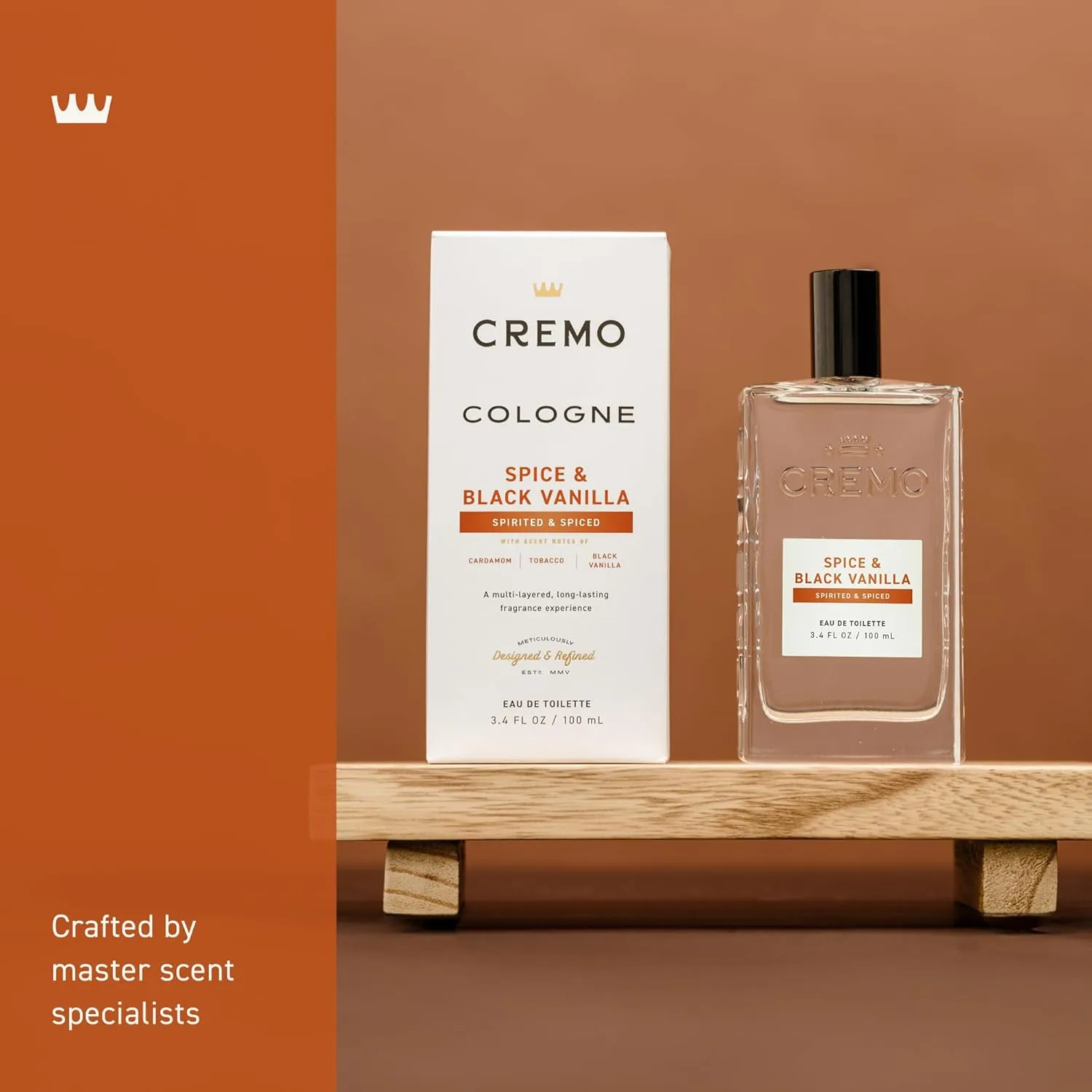 Cremo Cologne for Men - Spice & Black Vanilla Mens Cologne Spray - An Explosion of Vibrant Spices, Dark Woods and Black Vanilla, Fragrances For Men, 3.4 Fl Oz