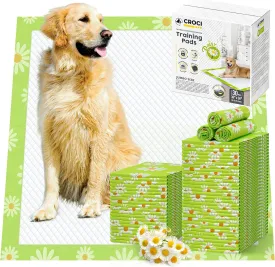 CROCI Pee Pads for Dogs 36x36in Daisy Fragrance, Odor Eliminating Dog Pads Super Absorption Up to 11 Cups Urine, Leak-Poof & Quick Dry Disposable (30 Counts)