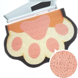 Cute Cat Litter Mat 24x16, Litter Box Mat, Litter Trapping Mat, Soft on Kitty Paws, Easy Clean, Anti Slip, Pet Accessories, Door Floor mats - White paw