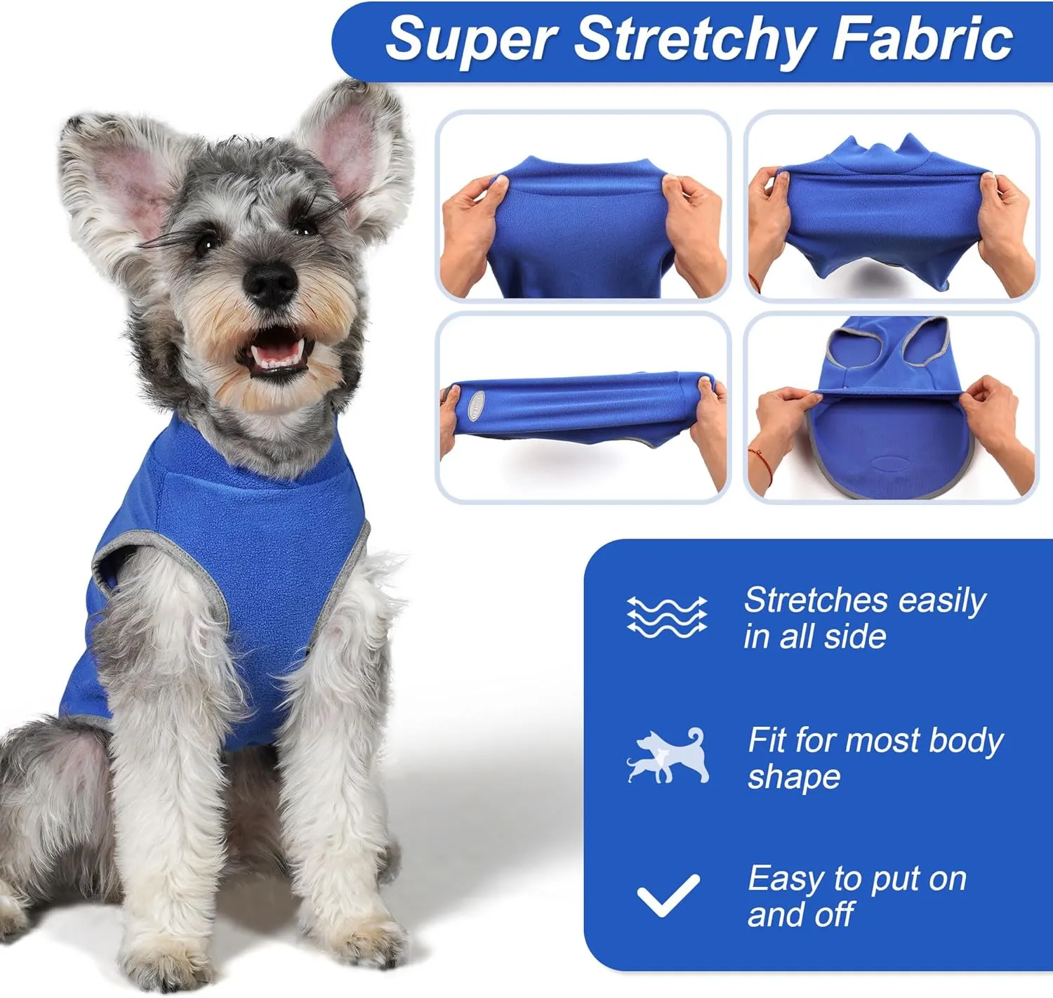 cyeollo 2 Pack Fleece Dog Sweater Pullover Pet Sweatshirt Reflective Lightweight Dog Clothes Sweaters for Large Dogs Boy Girl Pet Apparel Blue, Mist Blue, XXXL