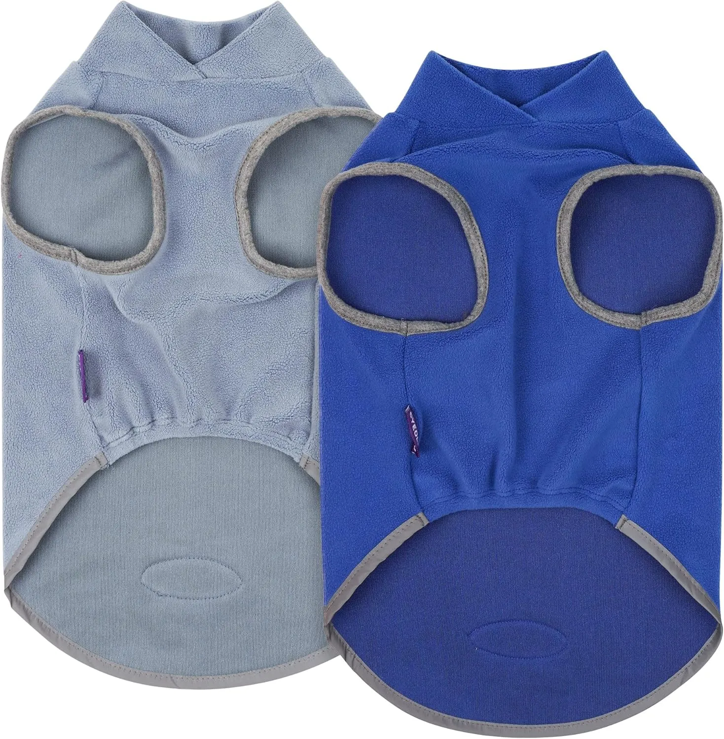 cyeollo 2 Pack Fleece Dog Sweater Pullover Pet Sweatshirt Reflective Lightweight Dog Clothes Sweaters for Large Dogs Boy Girl Pet Apparel Blue, Mist Blue, XXXL