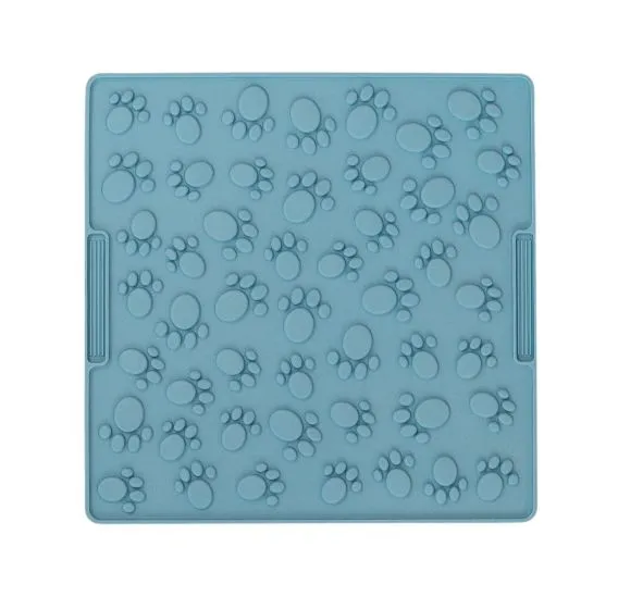 Dexypaws Large Paw Print Enrichment Licking Mat, Sky Blue Cat & Dog