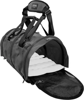 Divided SturdiBag Large Pet Carrier: Compartment for 2 Pets, Flexible Height for Cat and Dog Soft Sided with Safety Clips and Seatbelt Straps | Smoke, 18" x 12" x 12" (PN: SB2D-PRO-SM)