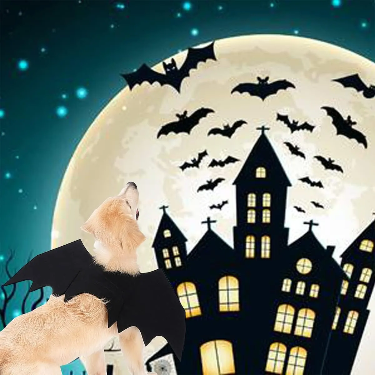 Dog Bat Costume, Halloween Pet Costumes Dog Bat Wings, Cosplay Cat Dog Costume Party Clothes Funny Outfit Cool Apparel for Small Medium Large Dogs Cats (XL)