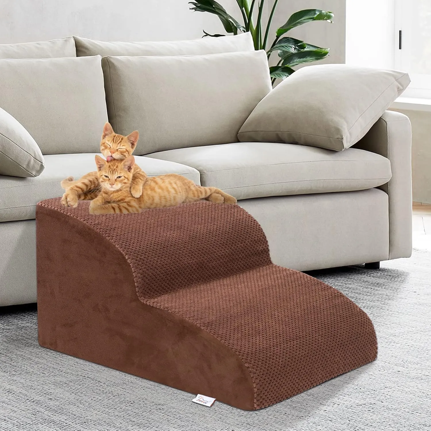 Dog Stairs for Small Dogs, High Density Foam Dog Ramp, Extra Wide Non-Slip Pet Steps for High Beds Or Couch, Soft Foam Doggie Ladder for Dogs Injured, Older Pets, Small Cats