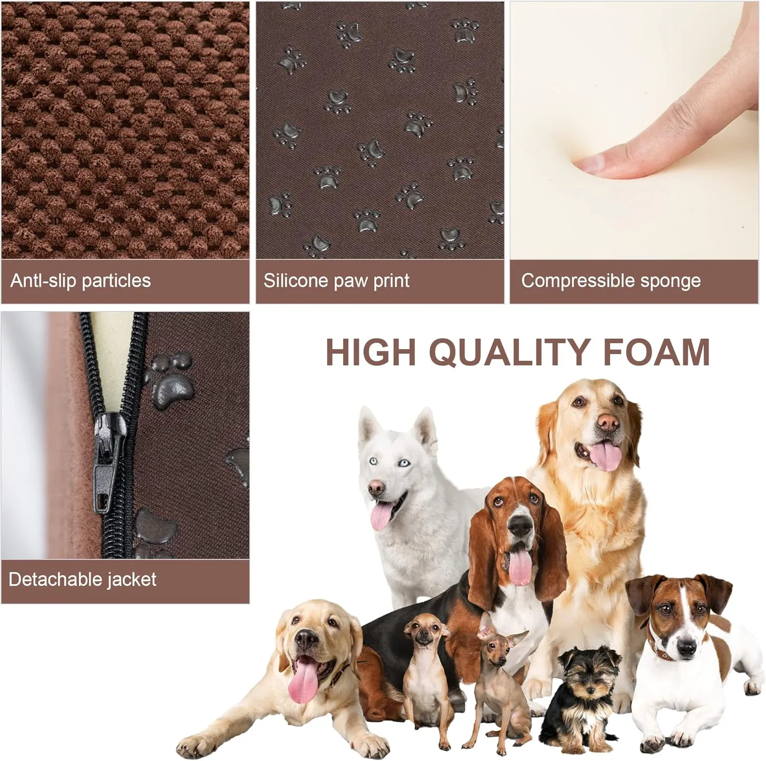Dog Stairs for Small Dogs, High Density Foam Dog Ramp, Extra Wide Non-Slip Pet Steps for High Beds Or Couch, Soft Foam Doggie Ladder for Dogs Injured, Older Pets, Small Cats