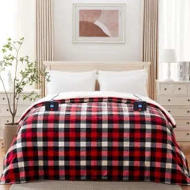 Electric Heated Sherpa Plaid Blanket 100" x 90", Red