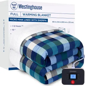 Electric Heated Sherpa Plaid Blanket 80" x 84", Green