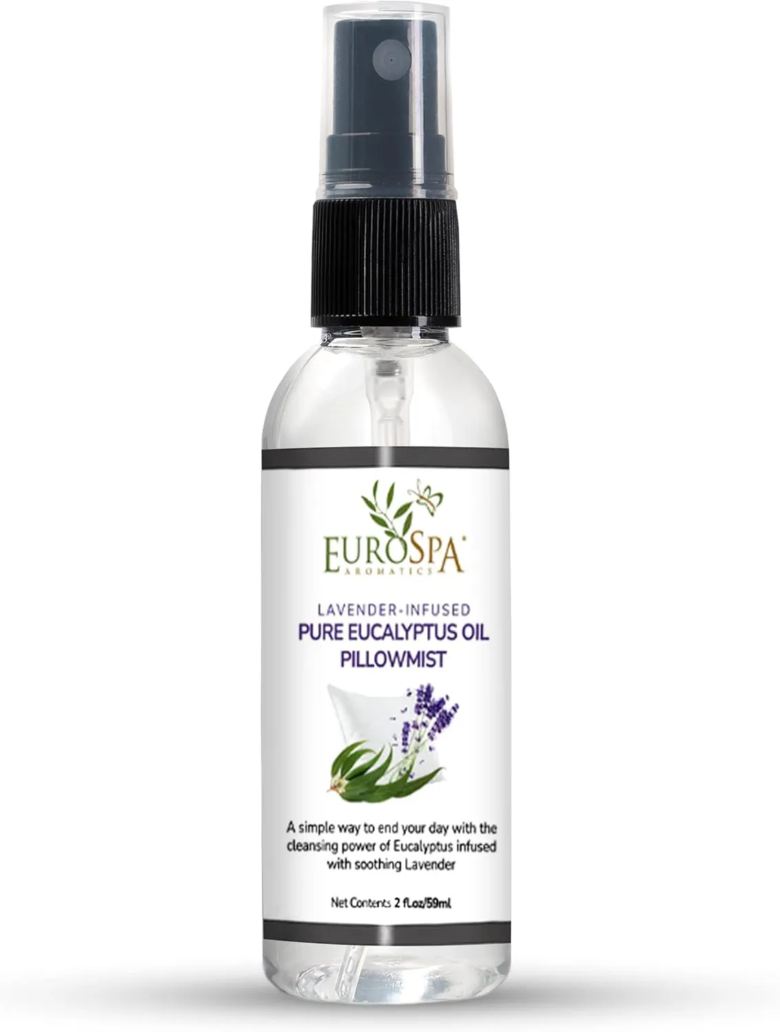 EuroSpa Aromatics Lavender-Infused Pure Eucalyptus Oil Pillow Mist Sleep Spray - 2oz