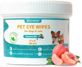 Eyes Wipes for Dogs & Cats 120 Counts, Grooming Kit Care for Dogs and Cats, Prevent Tear Stains, Eye Debris, Discharge, Mucus Secretions,Peach Scent
