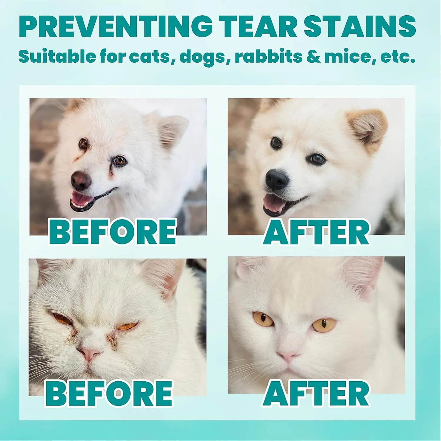 Eyes Wipes for Dogs & Cats 120 Counts, Grooming Kit Care for Dogs and Cats, Prevent Tear Stains, Eye Debris, Discharge, Mucus Secretions,Peach Scent