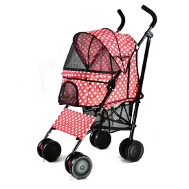 Foldable Cat Pram Buggy Pushchair with Front Swivel Wheels, for Medium Small Pet, Max Loading 15kg