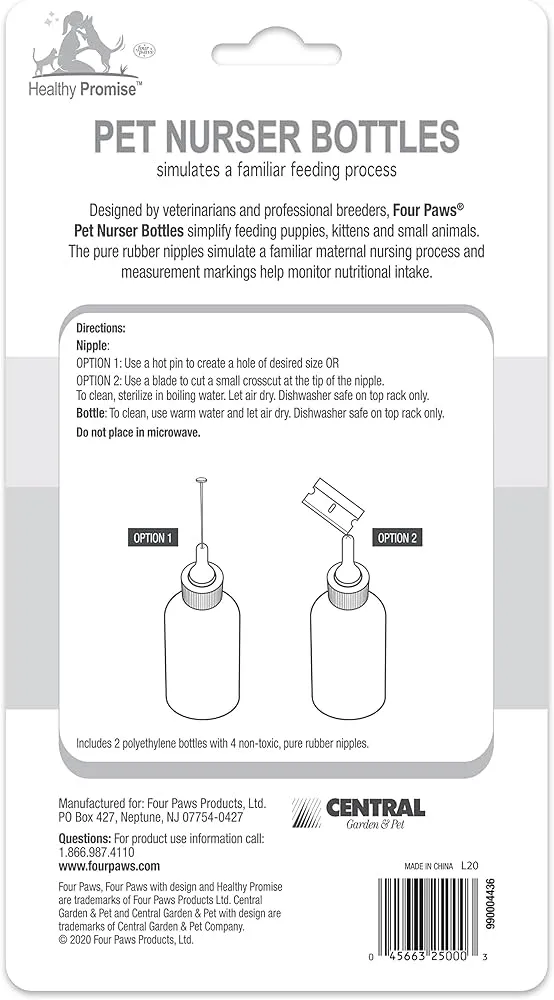Four Paws | Pet Nurser Bottle, Teat & Brush Kit | Hand Rearing Puppy & Kitten Set