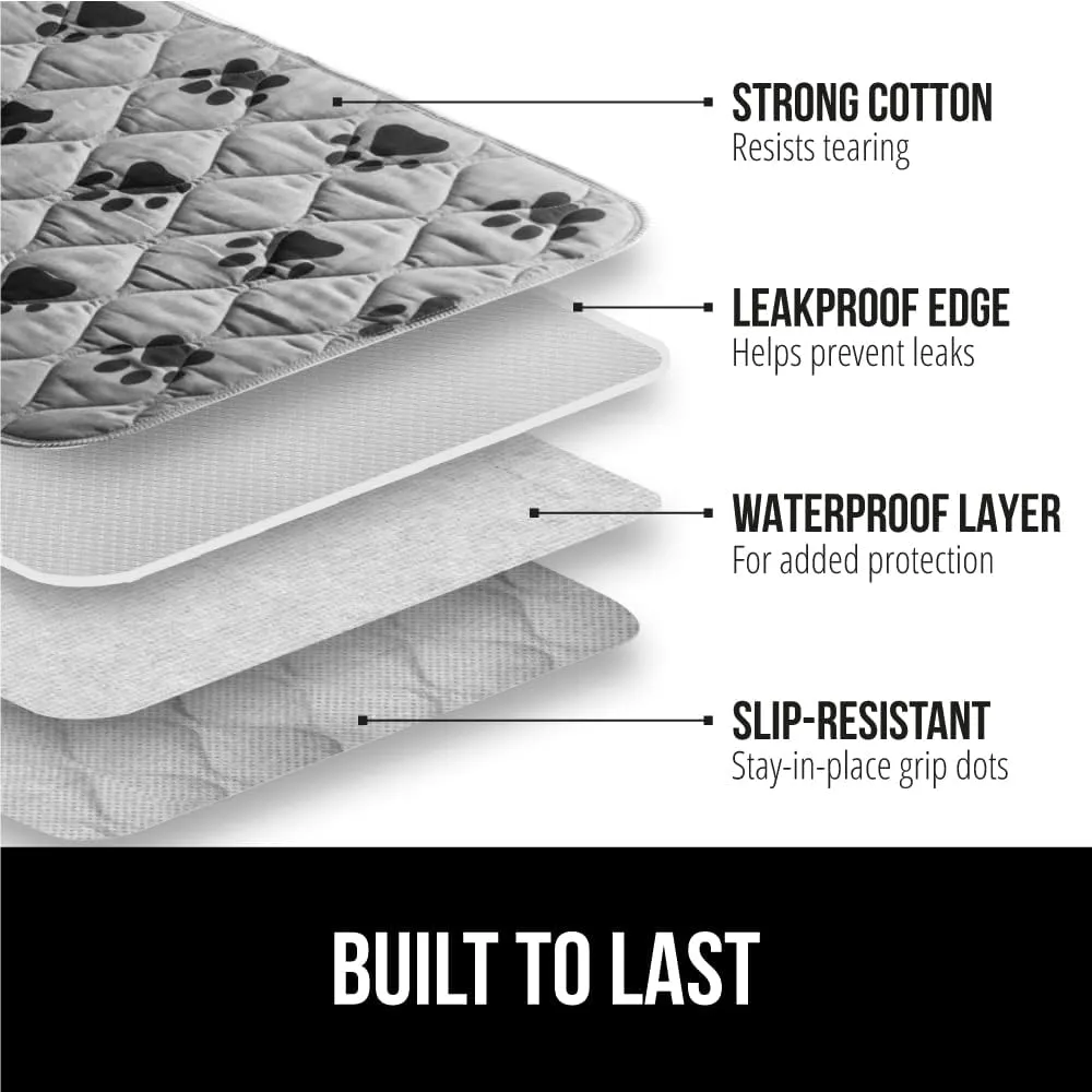 GORILLA GRIP Washable Puppy Pads, Slip Resistant Dog Crate Mat, Waterproof Cloth Pee Pad for Training Puppies in Playpen, Reusable Pet Incontinence Blanket, Protects Sofa, Furniture, Floors, 18x12