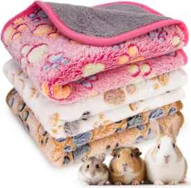 Guinea Pig Fleece Blanket 3PCS Waterproof Puppy Blankets for Small Dogs Guinea Pig Cage Liner Washable Pee Pads for Pet Rabbit Hamster Ferret Chinchilla paw Print 3 Color 23.6 X 15.7 Inch