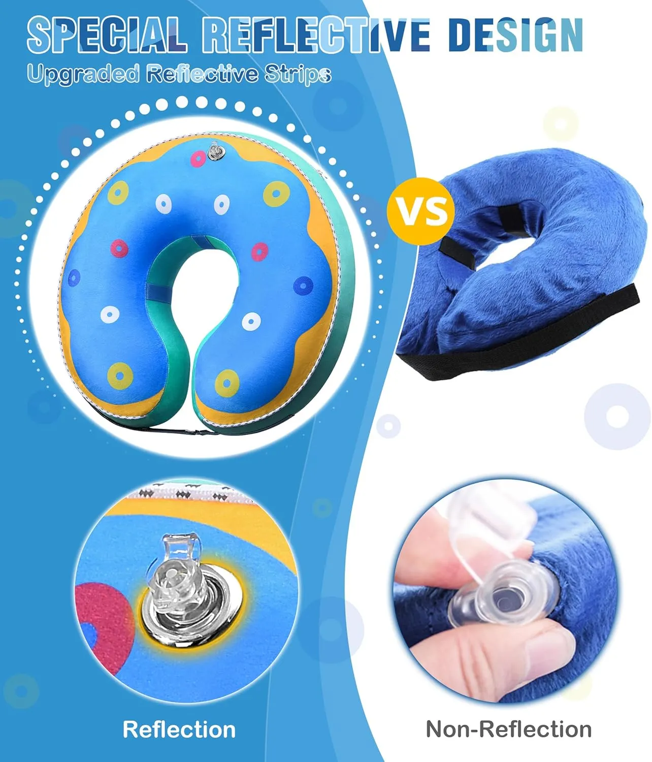 Inflatable Reflective Dog Cone Collar Alternative After Surgery,Dog Neck Donut,Recovery Soft Protective E Collar,Adjustable,for Small Medium and Large Dog Cats (Blue, XL)