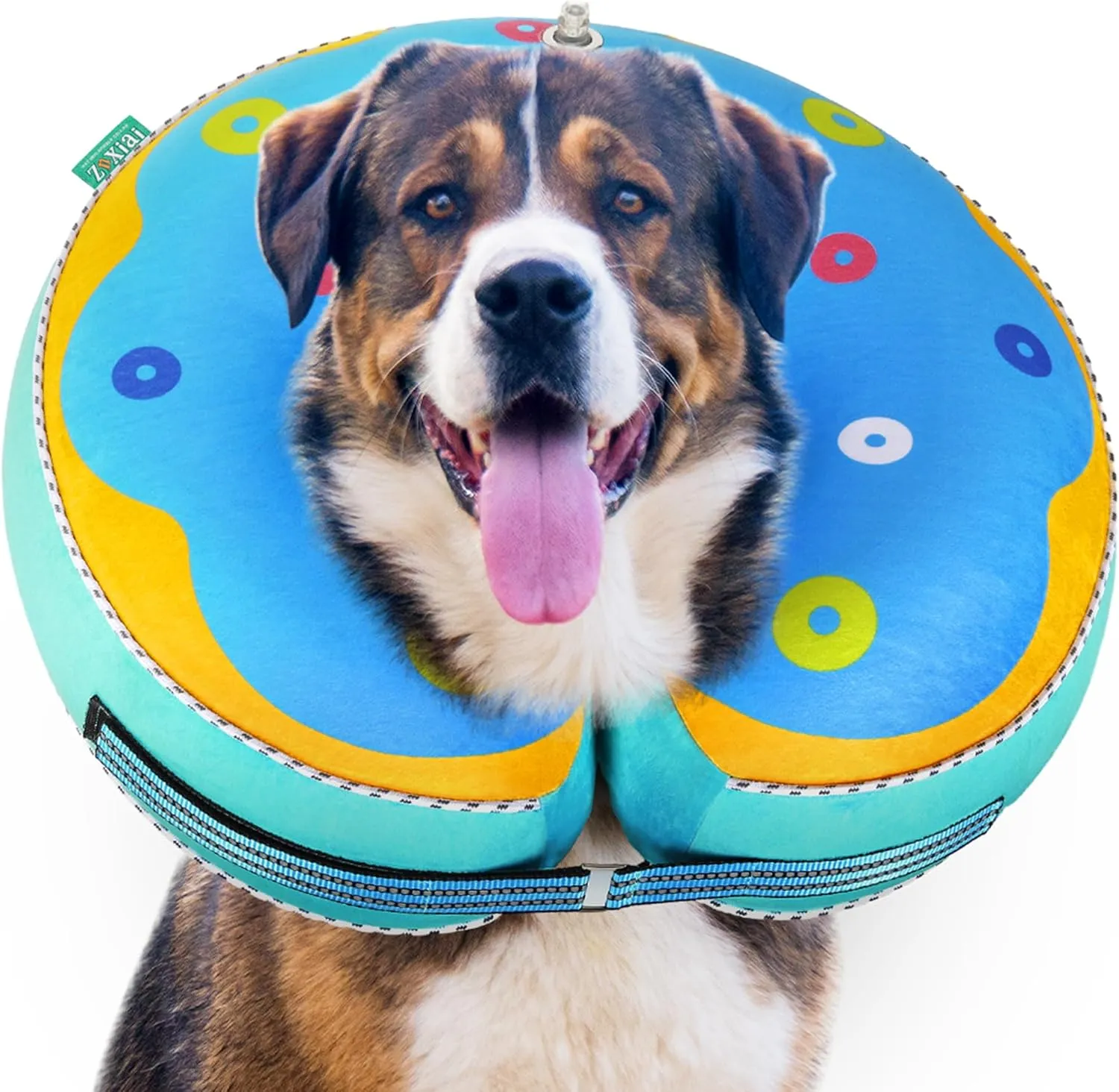 Inflatable Reflective Dog Cone Collar Alternative After Surgery,Dog Neck Donut,Recovery Soft Protective E Collar,Adjustable,for Small Medium and Large Dog Cats (Blue, XL)
