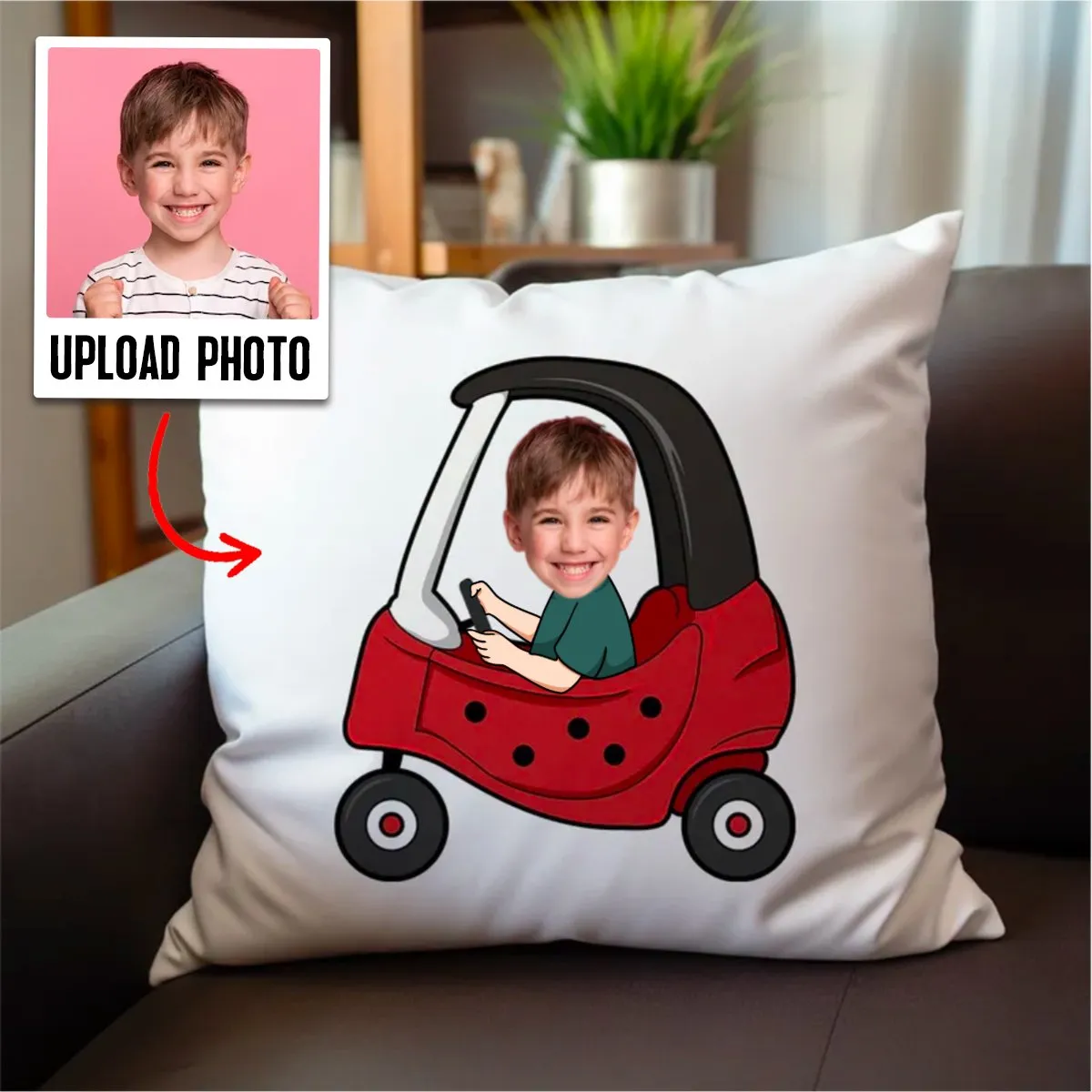 Kid - Baby In Car - Personalized Photo Custom Shaped Pillow(NV)