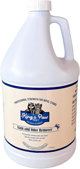 King's Paw Supply Co. Stain & Odor Remover for Strong Odor, Enzyme Pet Odor Eliminator for Home, Carpet Stain Remover for Cats & Dog Pee, Dog Urine Destroyer, Carpet Cat Stain Spray (1 Gallon)
