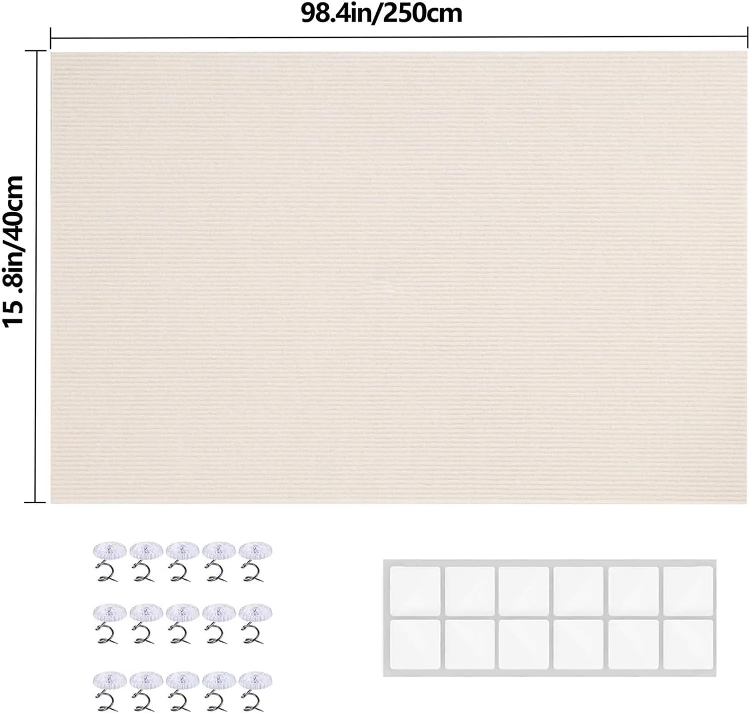 KVIDA Cat Scratch Furniture Protector  Extra Long 98"x16" Cuttable Self-Adhesive Carpet Shield for Couch, Anti-Scratch Sofa Guard with Clear Acrylic Pins & Stickers, Beige