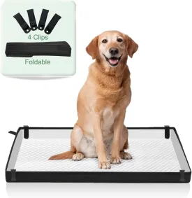 Large Portable Dog Pee Pads Holder for Travel, Puppy Pad Holder Foldable Liner Base 44''x34'' Training Pad Holder with Fixing Clips, Dog Litter Box Waterproof, Easy Clean,Indoor Potty