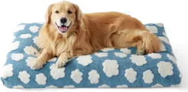 Lesure Cute XL Dog Bed-Extra Large Thick Shredded Chopped Foam Pet Bed Indoor with Removable Washable Cover, Modern Fuzzy Plush & Anti Slip Bottom, Blue