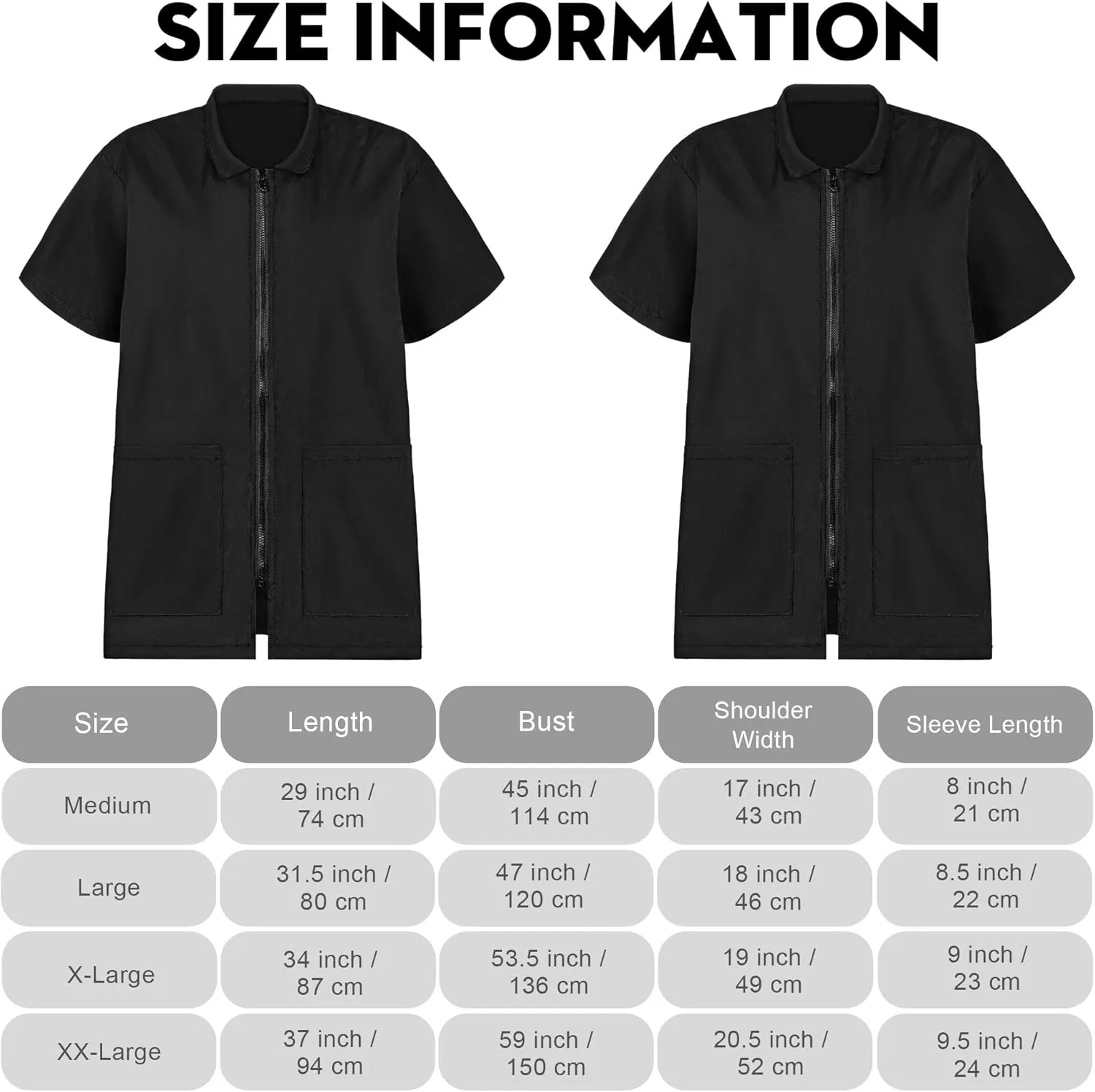 MCEAST 2 Pack Pet Grooming Work Clothes Black Pet Groomer Uniforms with Full Zipper Water Resistant and Anti-Static Pet Smock Clothes Pet Shop Smock Jacket for Women Men Pet Groomer Barber, X-Large